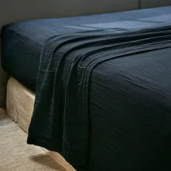 EMINZA Drap plat gaze de coton (270 x 300 cm) Gaïa Bleu nuit Outlet