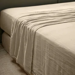 EMINZA Drap plat gaze de coton (240 x 300 cm) Gaïa Ficelle Discount