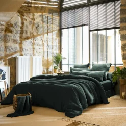 EMINZA Drap plat gaze de coton (270 x 300 cm) Gaïa Vert sapin Online
