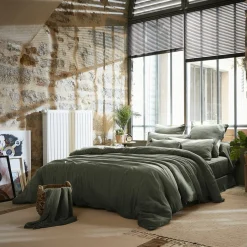 EMINZA Drap plat gaze de coton (270 x 300 cm) Gaïa Vert romarin Best