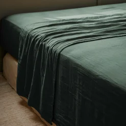 EMINZA Drap plat gaze de coton (240 x 300 cm) Gaïa Vert sapin Online