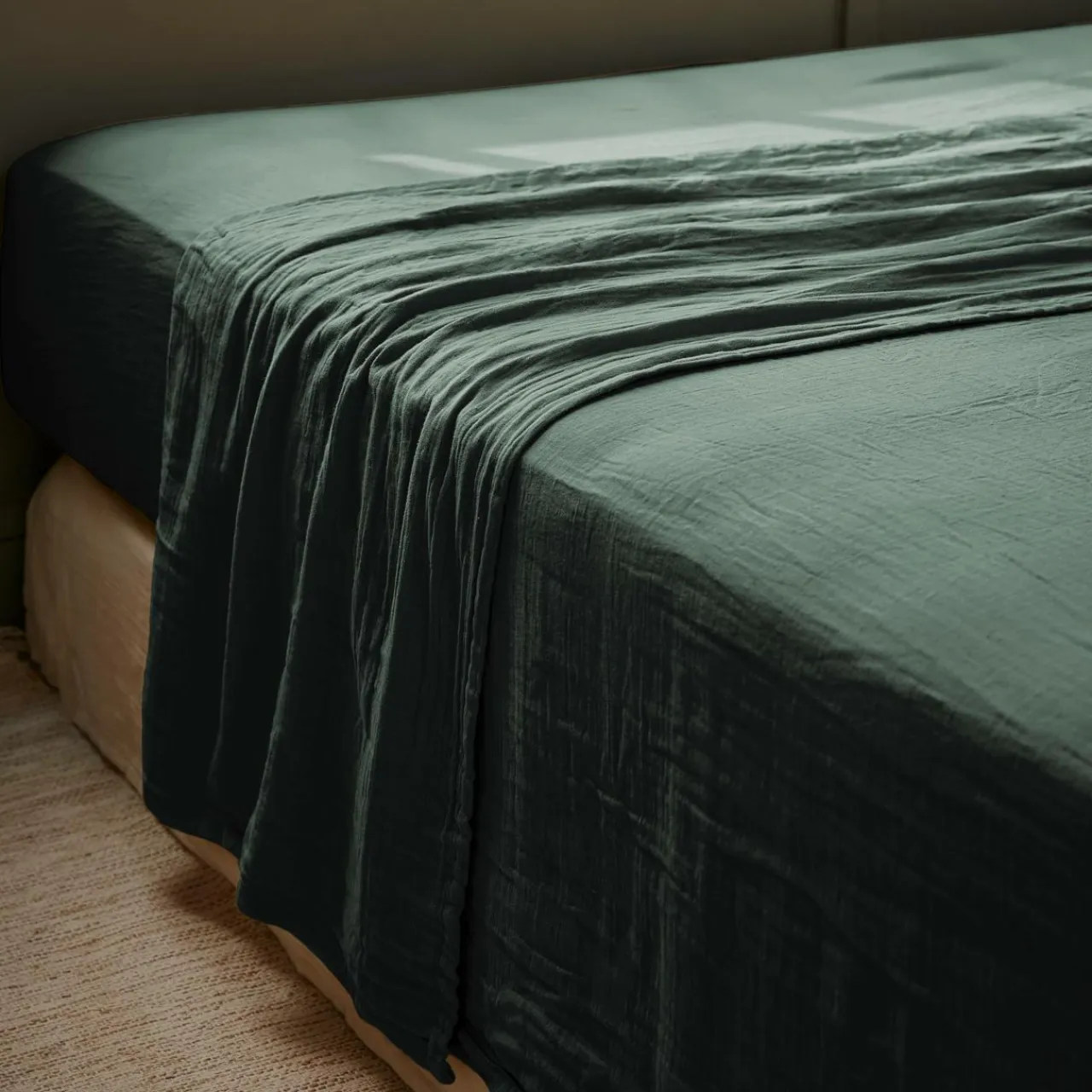 EMINZA Drap plat gaze de coton (240 x 300 cm) Gaïa Vert sapin Online