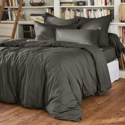 EMINZA Drap plat percale de coton (240 x 300 cm) Cali Gris Anthracite Clearance