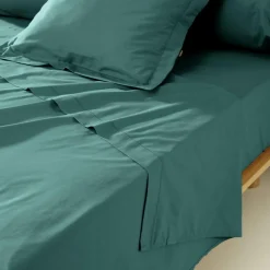EMINZA Drap plat percale de coton (180 x 290 cm) Cali Bleu canard Sale