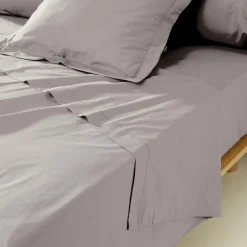 EMINZA Drap plat percale de coton (180 x 290 cm) Cali Gris clair Sale