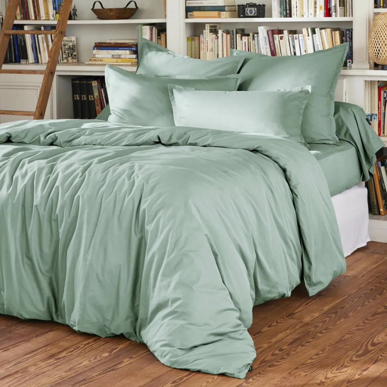 EMINZA Drap plat percale de coton (180 x 290 cm) Cali Vert Eucalyptus Hot