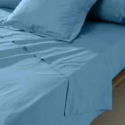 EMINZA Drap plat percale de coton (180 x 290 cm) Cali Bleu Ciel Online