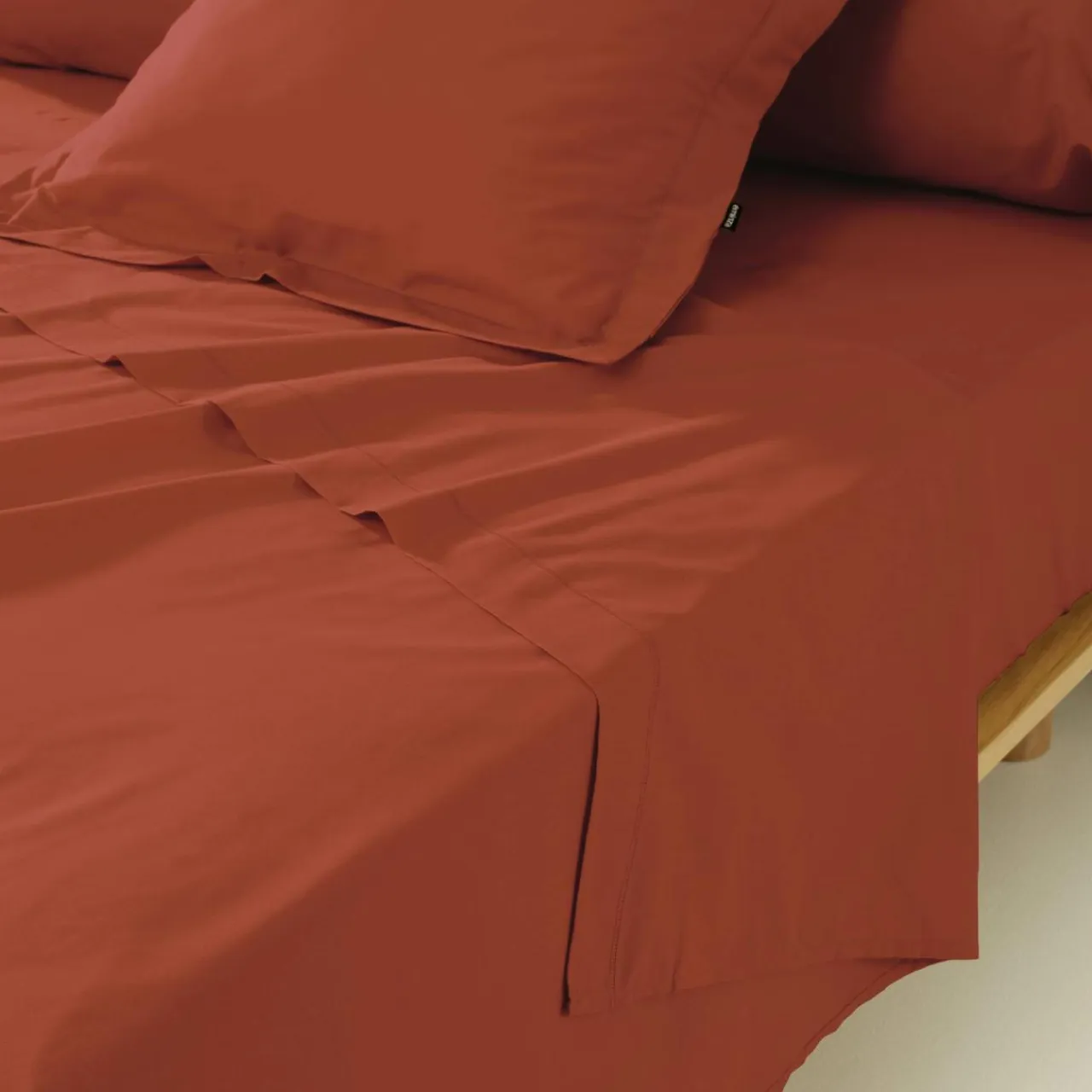 EMINZA Drap plat percale de coton (240 x 300 cm) Cali Terracotta Clearance