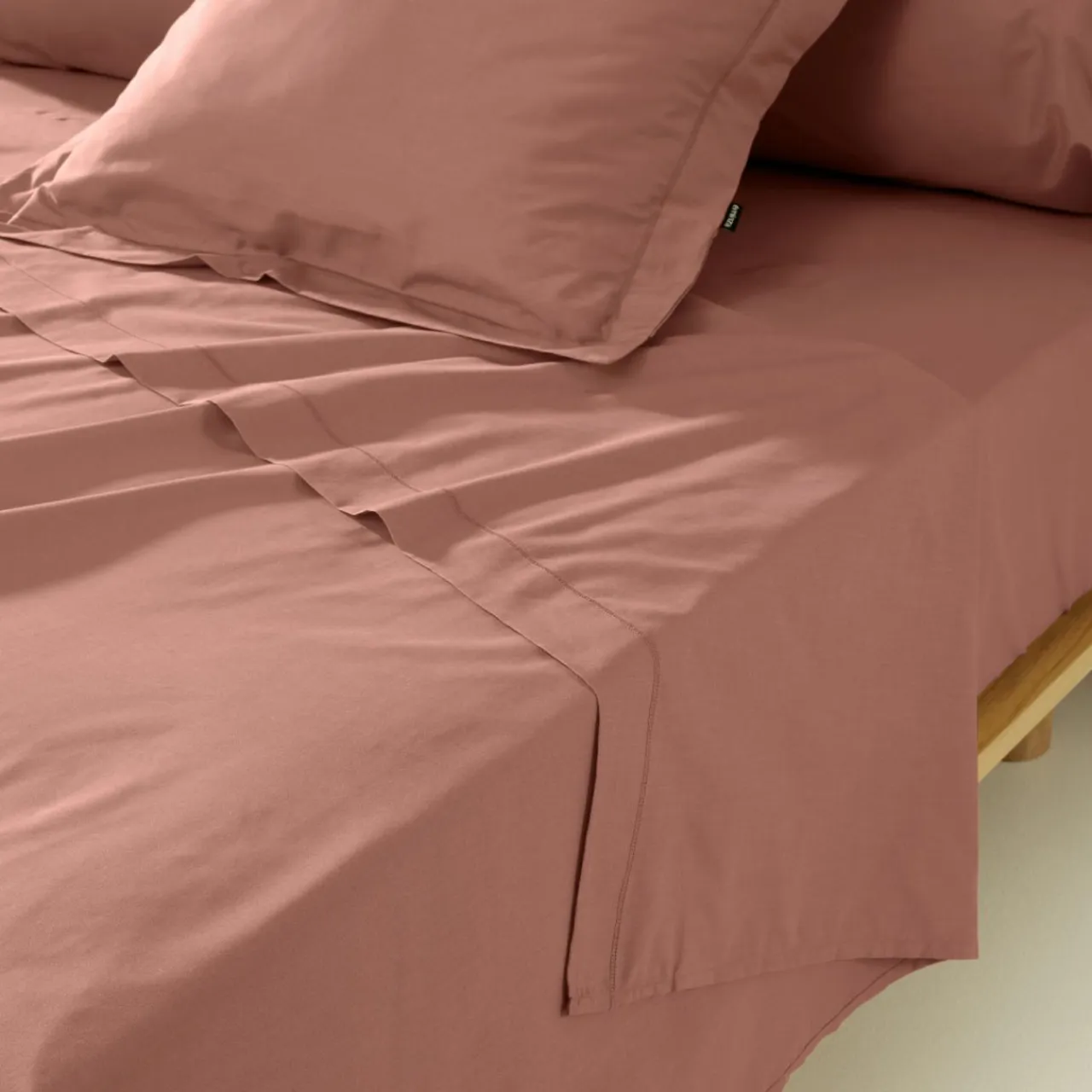 EMINZA Drap plat percale de coton (270 x 300 cm) Cali Bois de rose Rose clair Clearance