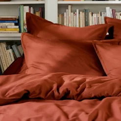 EMINZA Drap plat percale de coton (180 x 290 cm) Cali Terracotta