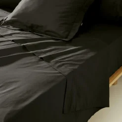 EMINZA Drap plat percale de coton (270 x 300 cm) Cali Noir Outlet