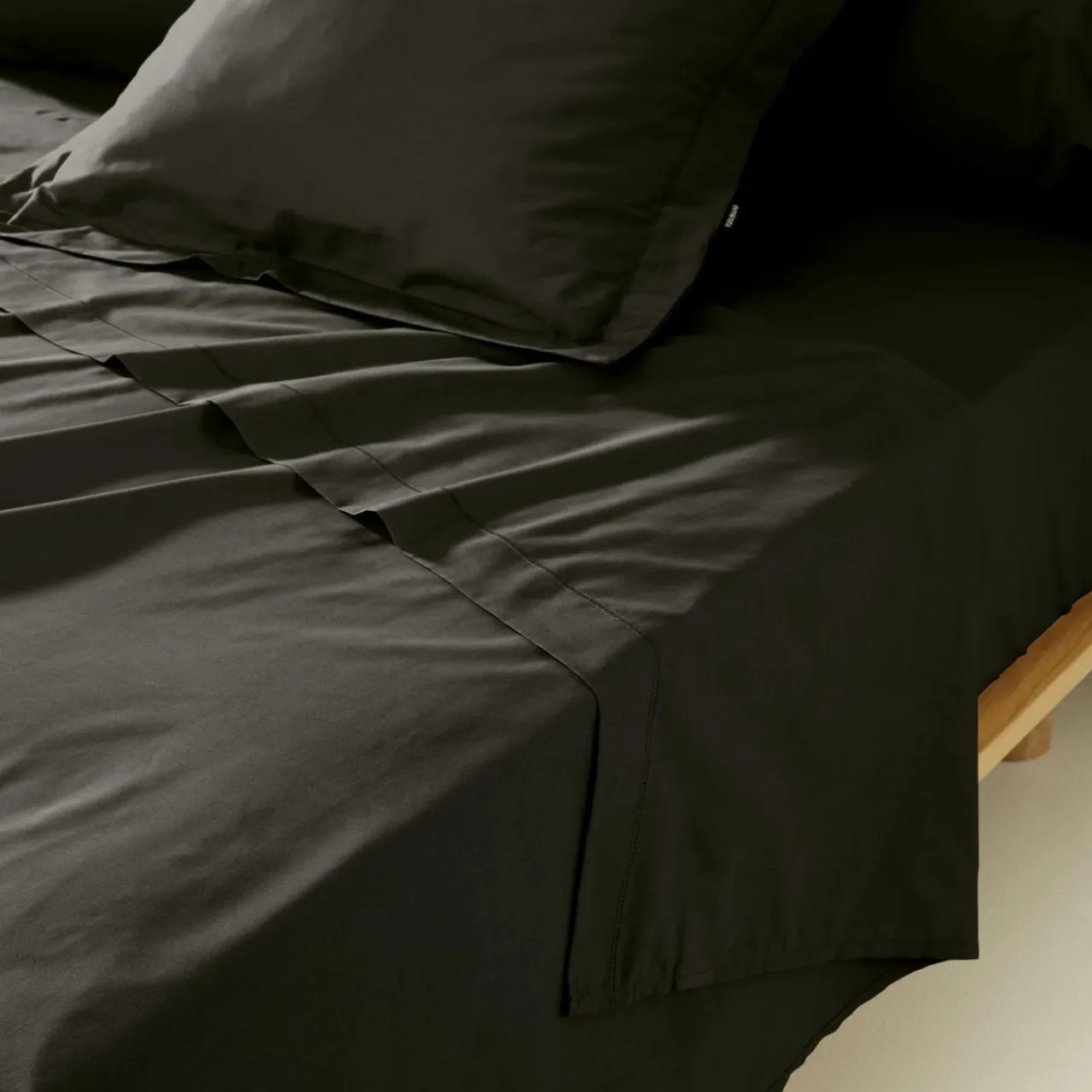 EMINZA Drap plat percale de coton (270 x 300 cm) Cali Noir Outlet