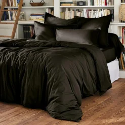 EMINZA Drap plat percale de coton (270 x 300 cm) Cali Noir Outlet
