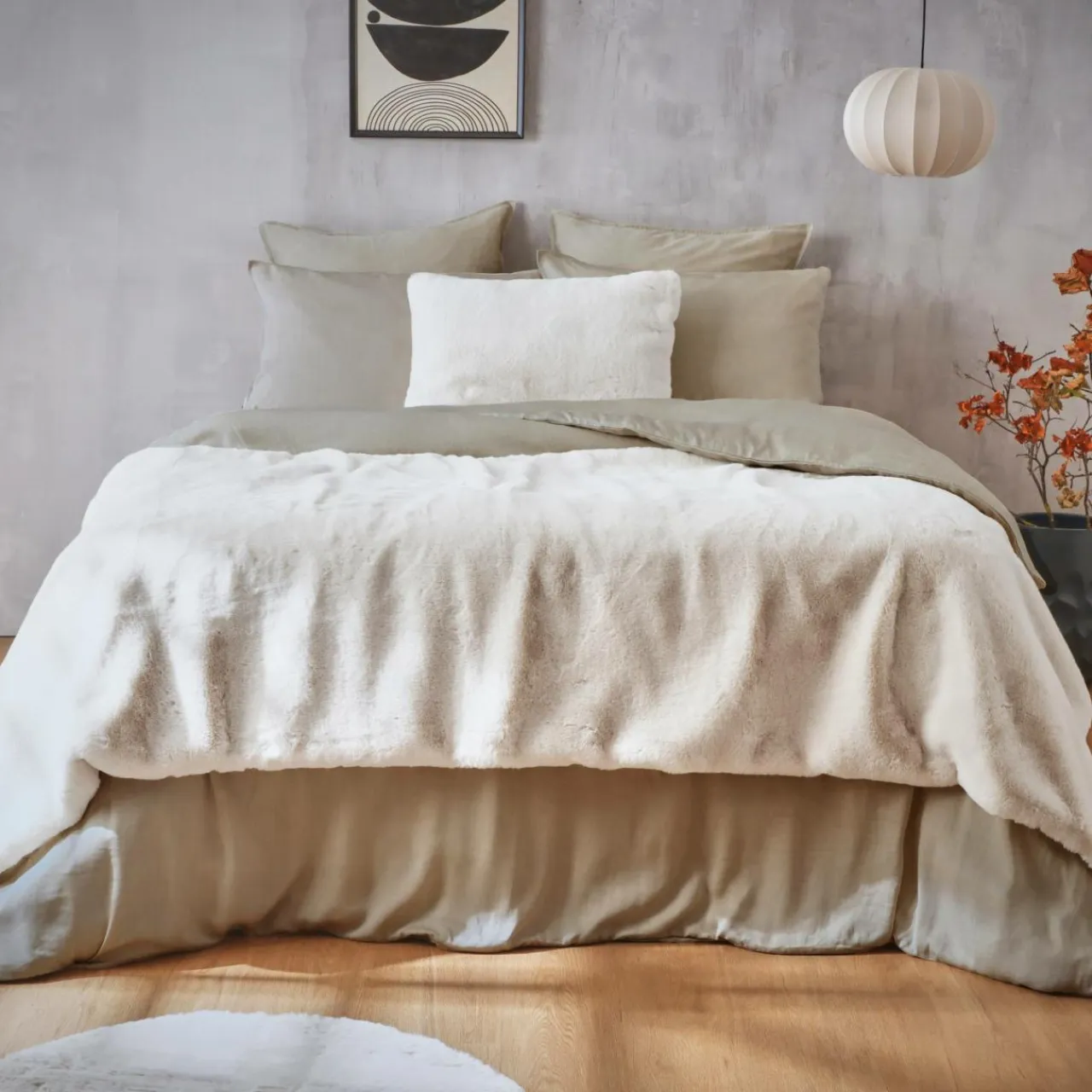 EMINZA Édredon fausse fourrure (90 x 220 cm) Finn Blanc Outlet