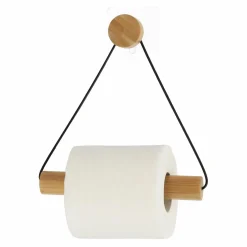TENDANCE Dérouleur de papier toilette adhésif métal et bambou Easy Chic Noir Hot