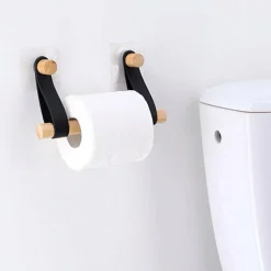 TENDANCE Dérouleur de papier toilette adhésif easy Chic simili cuir Noir
