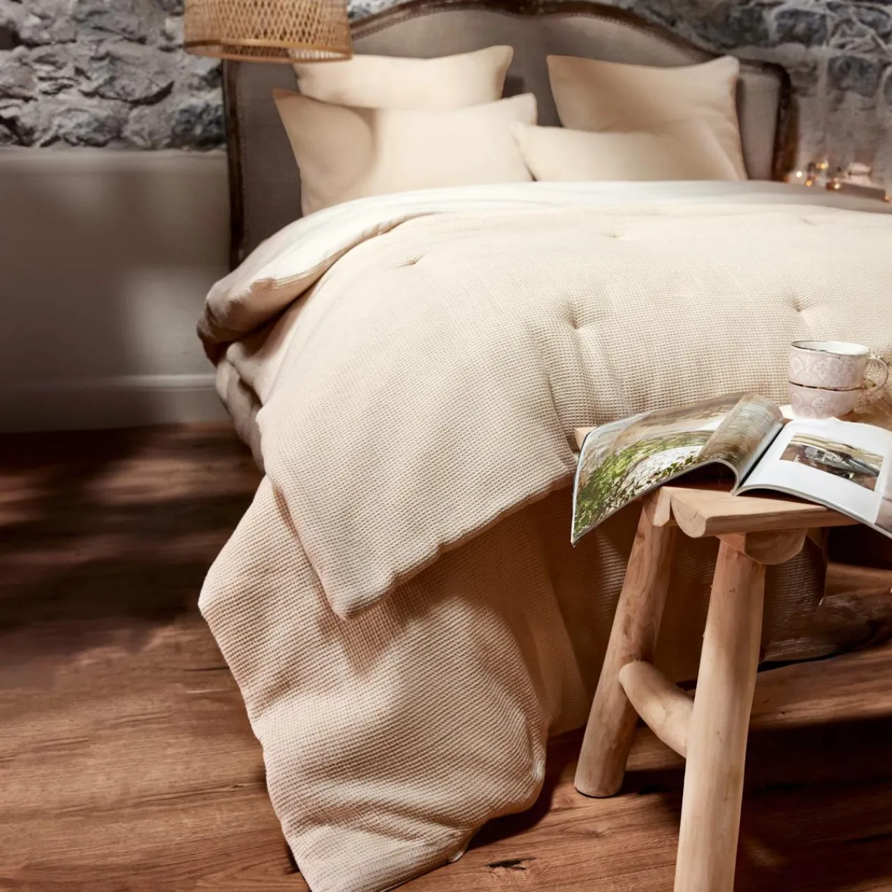 EMINZA Edredon coton nid d'abeille (90 x 220 cm) Eva Beige Online