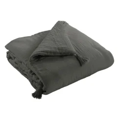 EMINZA Edredon gaze de coton (90 x 200 cm) Gaïa Gris granit Gris foncé Online