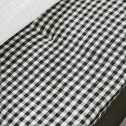 EMINZA Edredon gaze de coton (90 x 200 cm) Gaïa vichy Noir Outlet