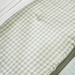 EMINZA Edredon gaze de coton (90 x 200 cm) Gaïa vichy Vert Eucalyptus Clearance