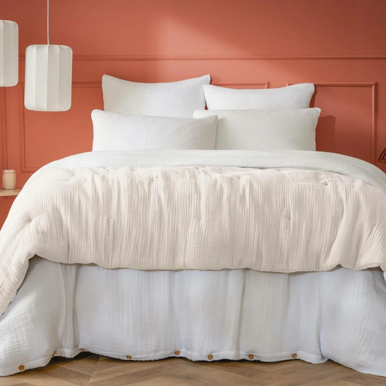 EMINZA Edredon quadruple gaze de coton (90 x 220 cm) Victoria x Gaïa pampa Beige New