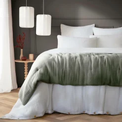 EMINZA Edredon quadruple gaze de coton (90 x 220 cm) Victoria x Gaïa Vert romarin Sale