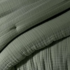 EMINZA Edredon quadruple gaze de coton (90 x 220 cm) Victoria x Gaïa Vert romarin Sale