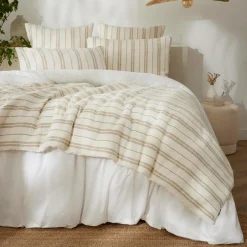 EMINZA Edredon réversible coton texturé et percale (90 x 220 cm) Alice Ficelle Discount