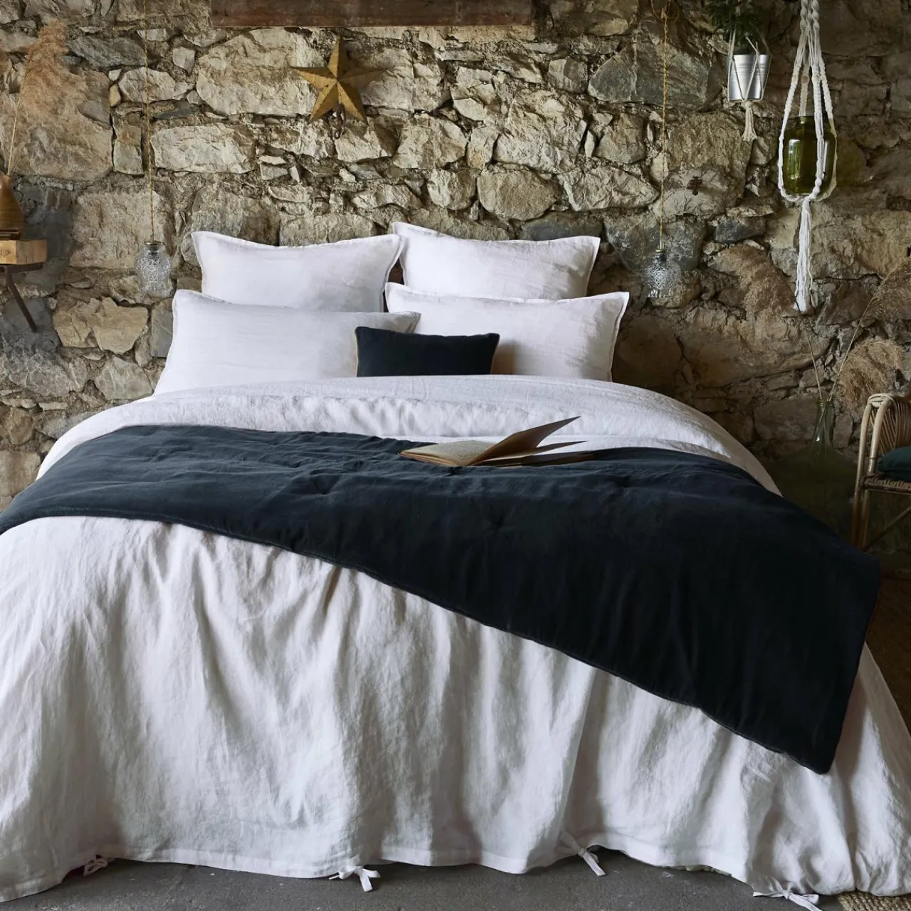 EMINZA Edredon velours de coton (90 x 200 cm) Victor Bleu nuit Sale