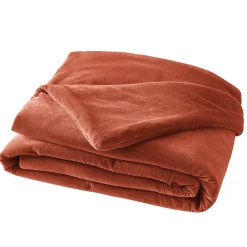 EMINZA Edredon velours de coton (90 x 200 cm) Victor Terracotta Clearance