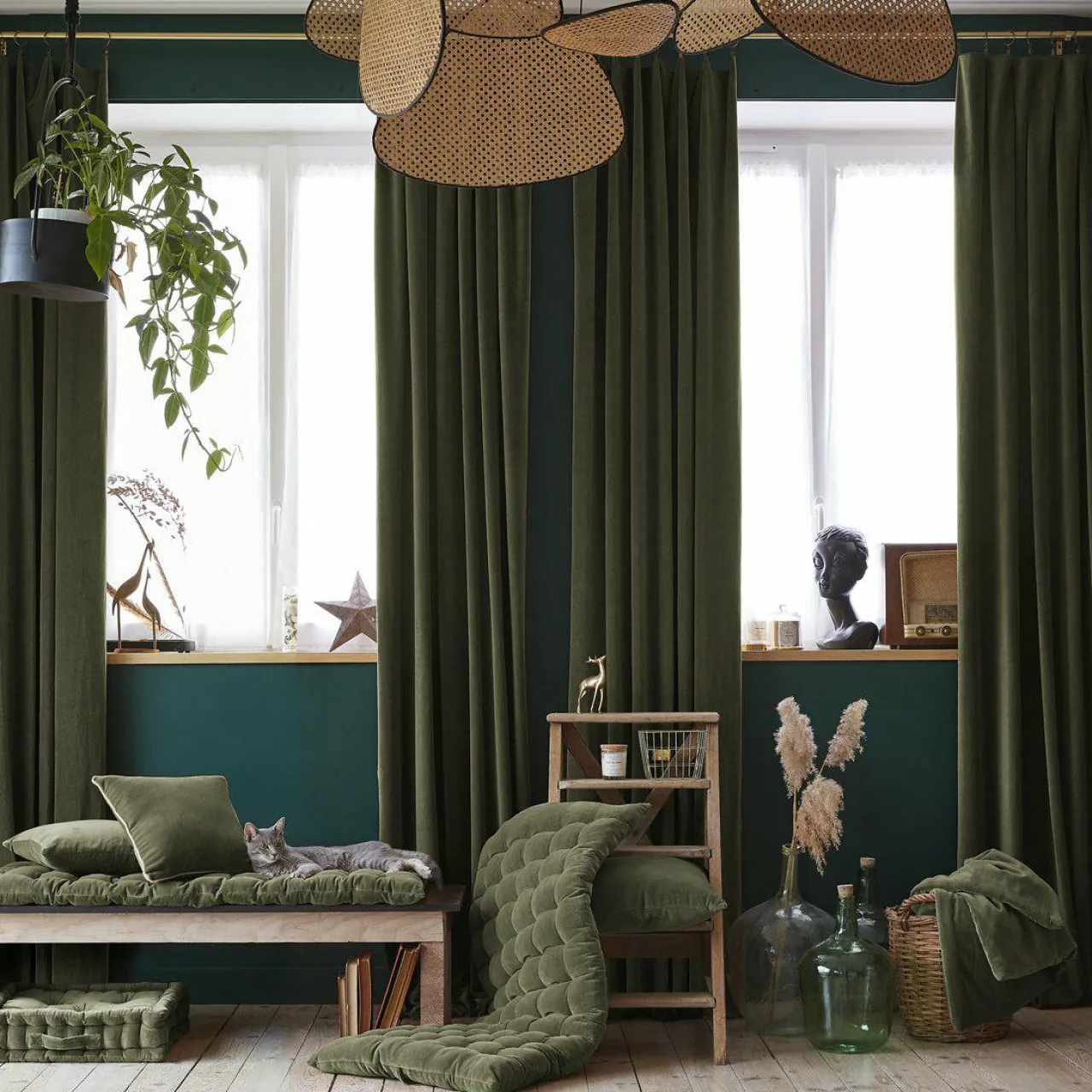 EMINZA Edredon velours de coton (90 x 200 cm) Victor thym Vert New