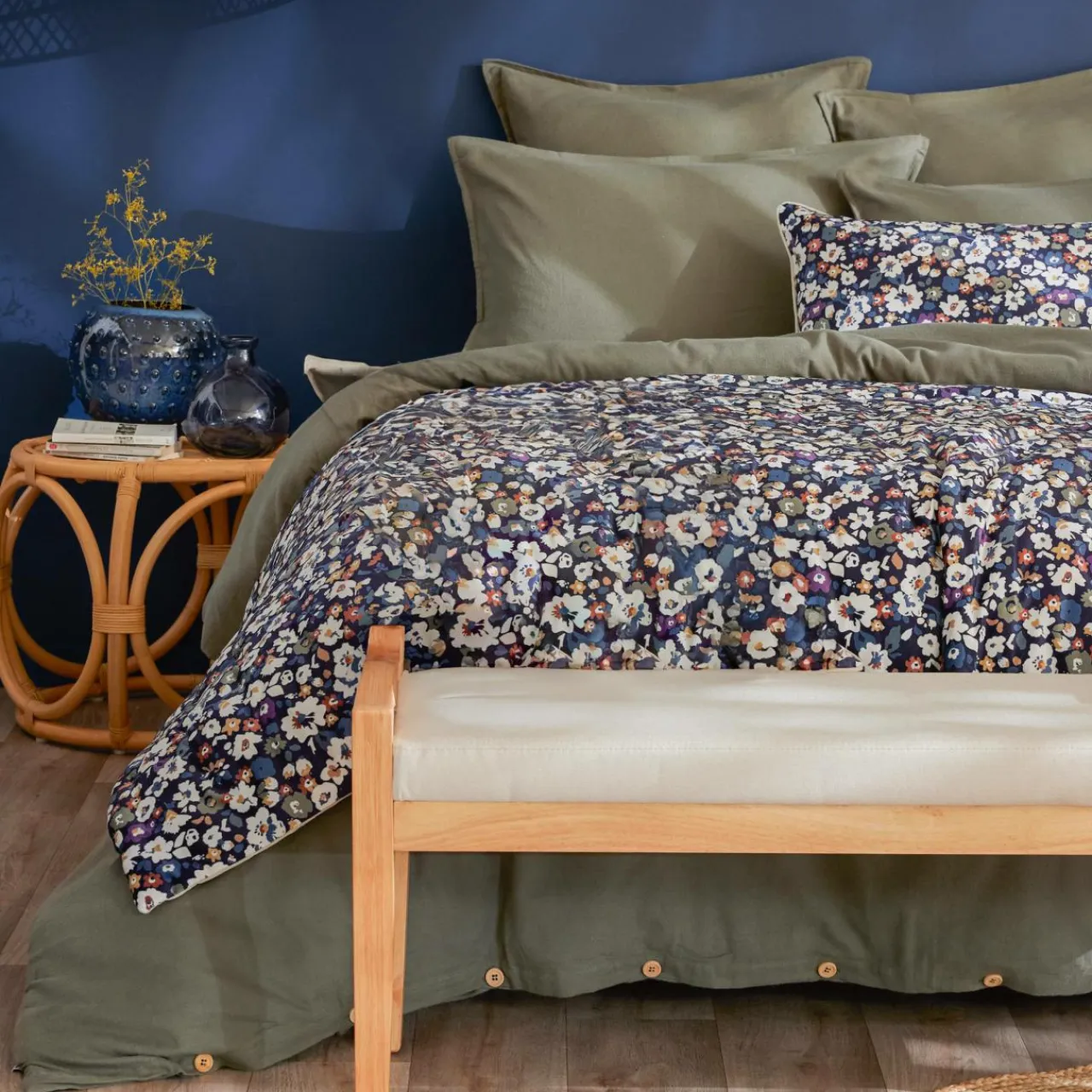 EMINZA Edredon velours (90 x 220 cm) Dolores Bleu Clearance