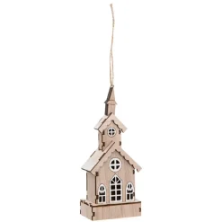 Feeric Lights & Christmas Eglise de Noël en bois (H15 cm) Naturel Clearance