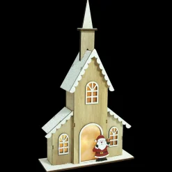 Feeric Lights & Christmas Eglise lumineuse à piles (H40 cm) Papa Noël Blanc chaud