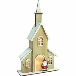 Feeric Lights & Christmas Eglise lumineuse à piles (H40 cm) Papa Noël Blanc chaud