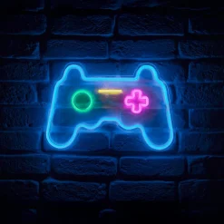 OSTARIA Enseigne lumineuse néon (H28 cm) Manette de jeux Bleu Sale
