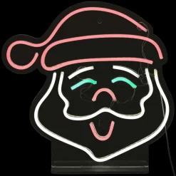 JJA Enseigne lumineuse USB (H35 cm) Néon Tête de Père Noël Multicolore Discount