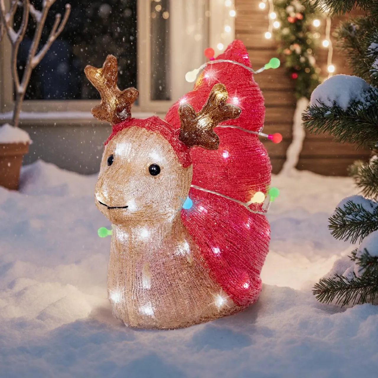 EMINZA Escargot de Noël lumineux 70 LED (34 cm) Bruno et blanc froid Rouge Discount