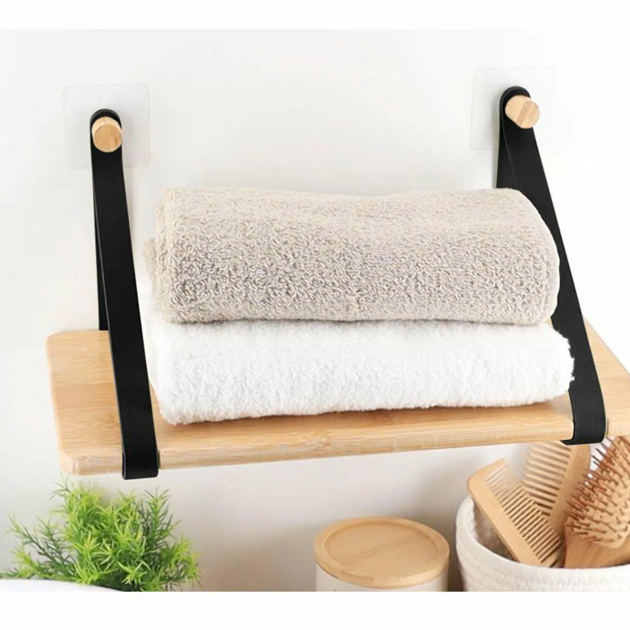 TENDANCE Etagère adhésive bambou (40 x H20 cm) Easy Chic Noir Clearance