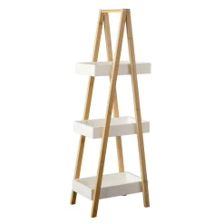 EMINZA Etagère bois et bambou (H84 cm) Pyramide 3 niveaux he Blanc Online
