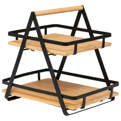 5 Five Simply Smart Etagère cuisine transportable en bois 2 niveaux avec anse (H29 cm) Ordera Noir Discount
