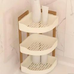 5 Five Simply Smart Etagère d'angle salle de bain 3 niveaux (H45 cm) Natureo Blanc Online