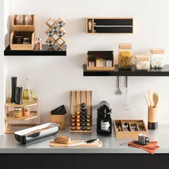 5 Five Simply Smart Etagère dérouleurs et compartiment (39 x 13 cm) Bambou Noir Best