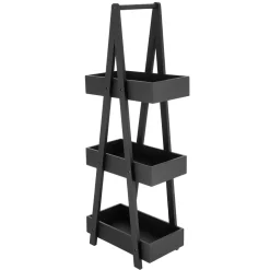 TENDANCE Etagère en bambou 3 niveaux (H80 cm) Pyramide Noir Hot