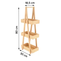 TENDANCE Etagère en bois 3 niveaux (H80 cm) Pyramide Naturel Outlet