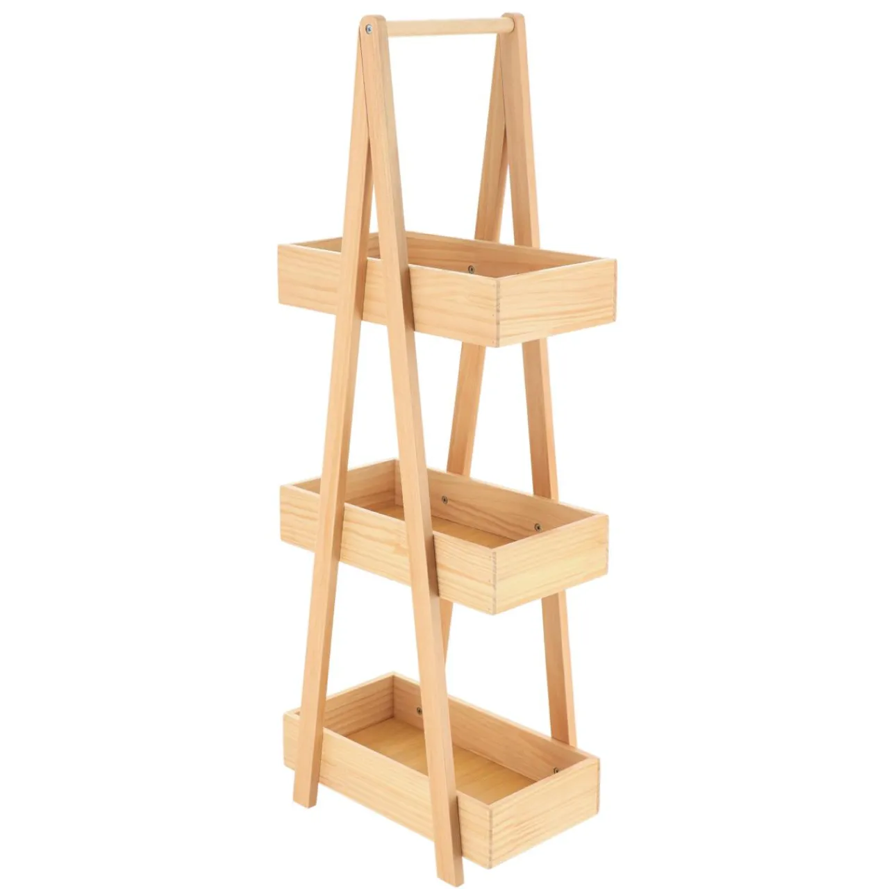 TENDANCE Etagère en bois 3 niveaux (H80 cm) Pyramide Naturel Outlet