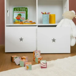 EMINZA Etagère enfant bois 3 niveaux (H97 cm) Stars Blanc Outlet
