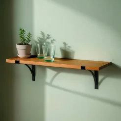 EMINZA Etagère murale en bois et métal (60 cm) Factory et naturel Noir New