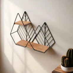 EMINZA Etagère murale en bois et métal (48 x H36 cm) Urban Loft Noir Hot