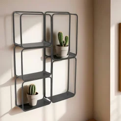 EMINZA Etagère murale en métal 5 niveaux (H 77cm) Rétro Gris Anthracite Sale